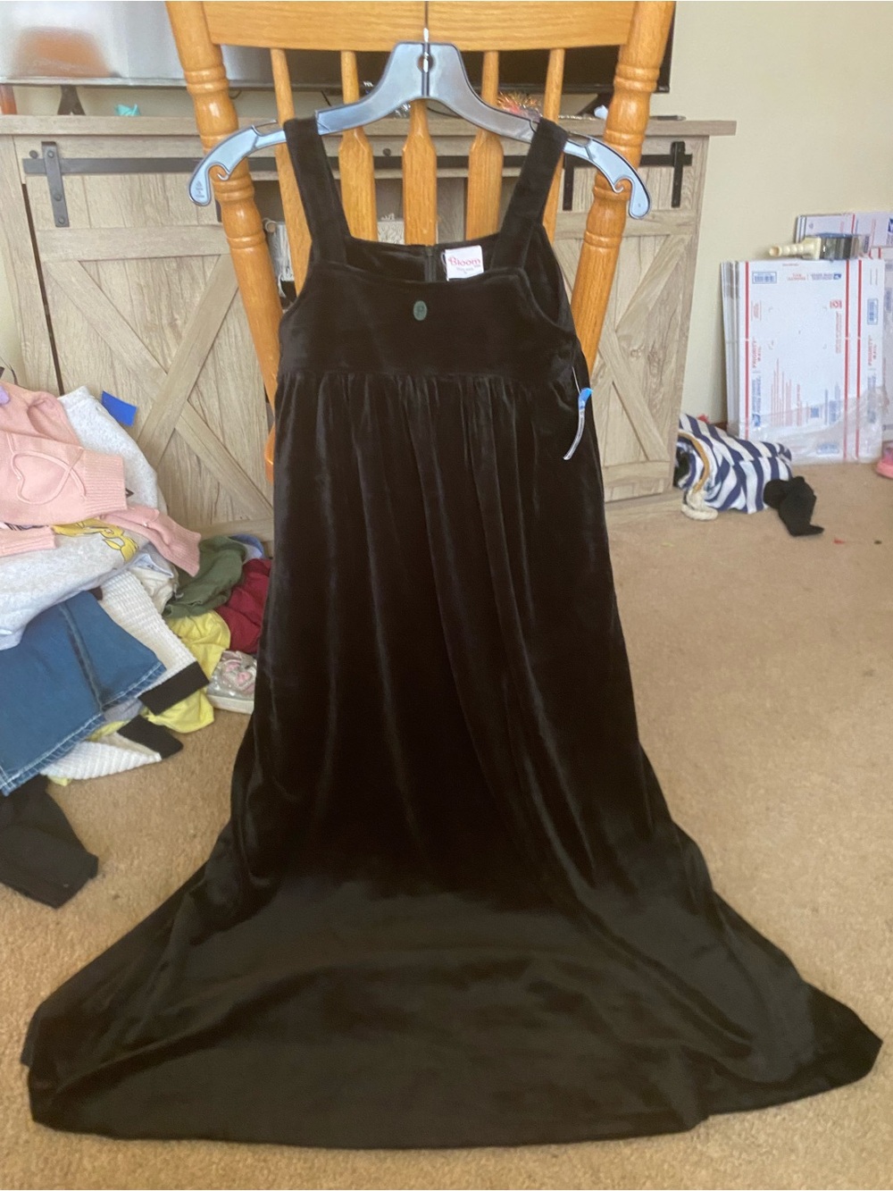 NWT Bloom Kids New York Black Velvet Maxi Dress Size 6
